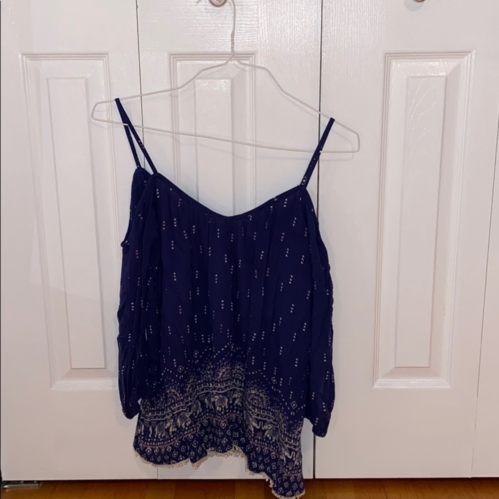 Blue Over Shoulder Blouse